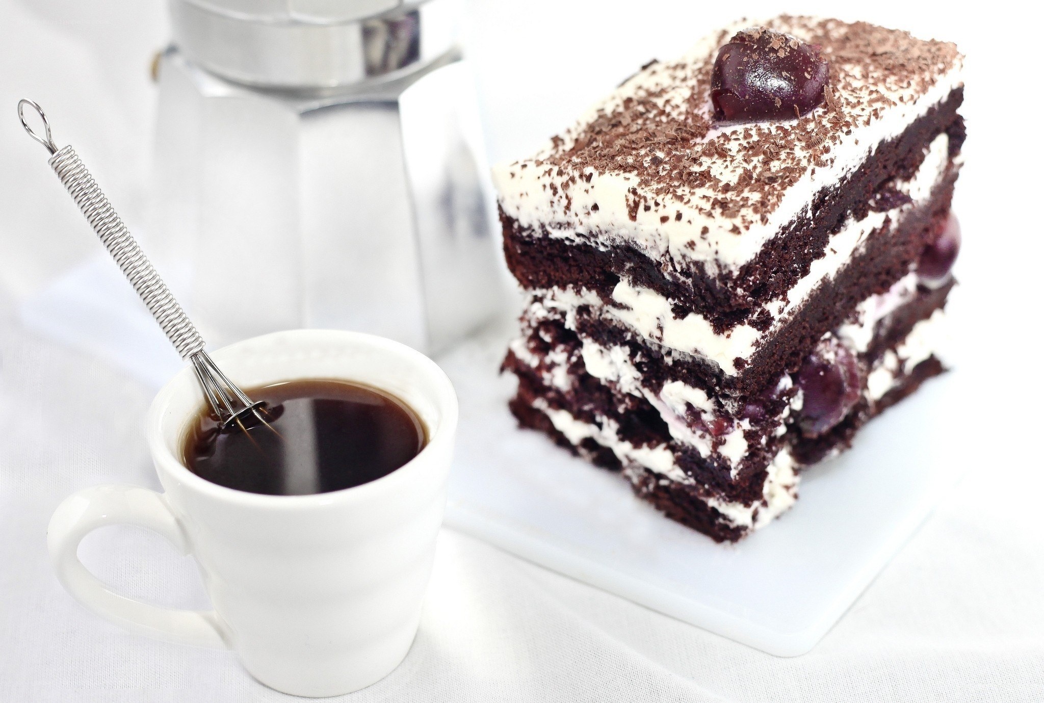 chocolate cake with coffee