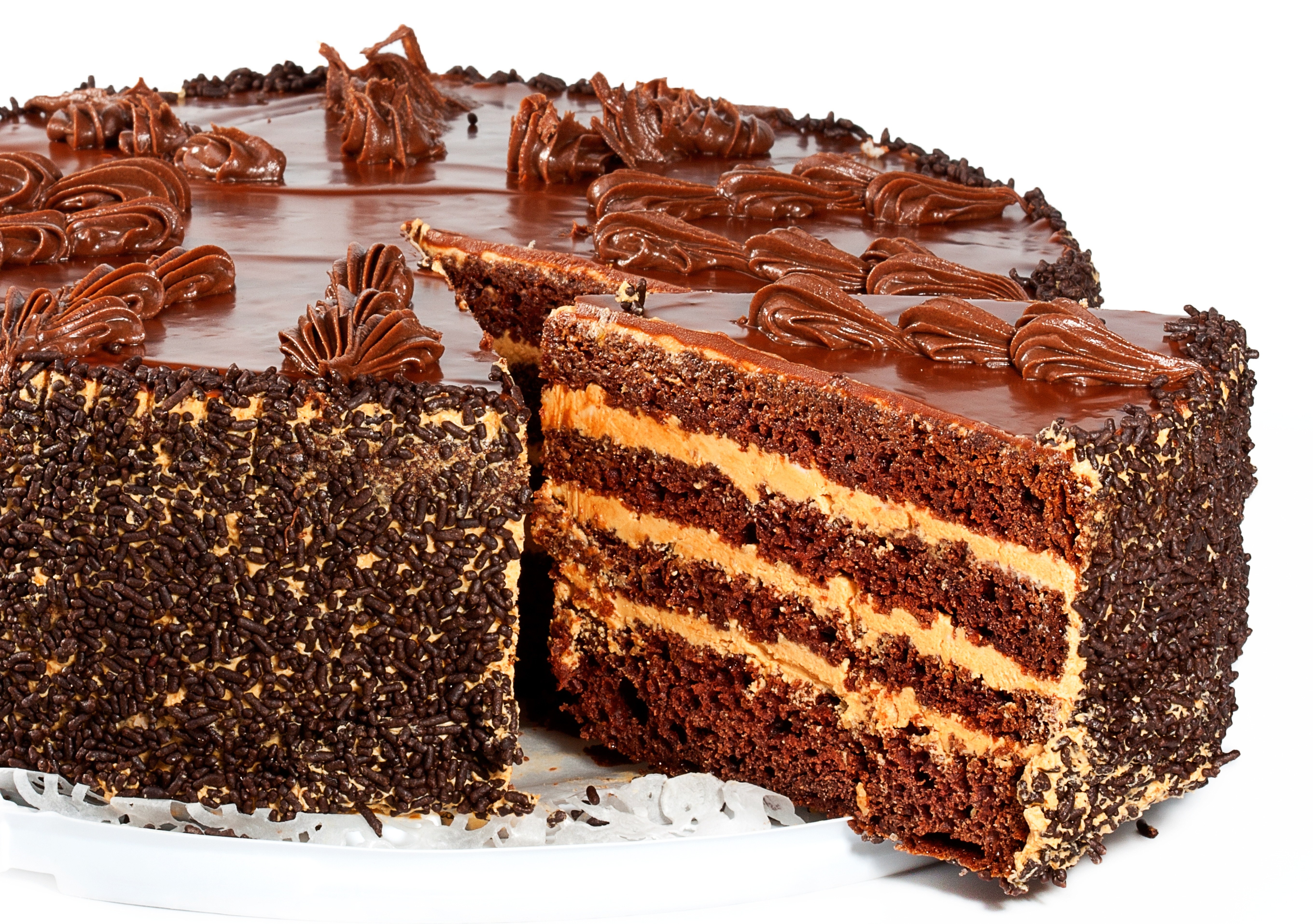 chocolate cake with cream layers