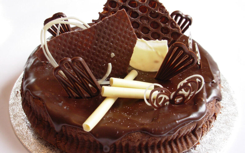 Chocolate Cake with Decorations — Brown, Indulgent