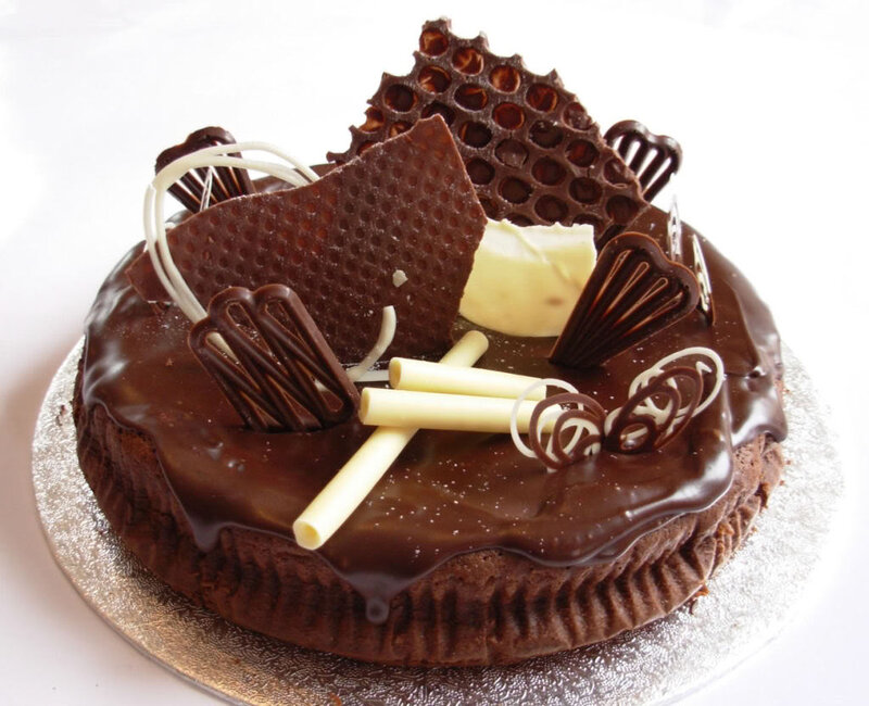 chocolate cake with decorations