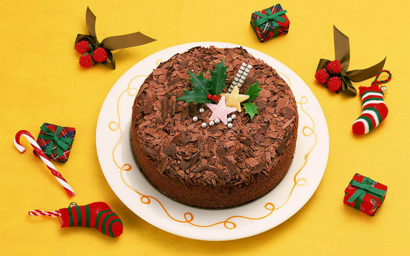 Chocolate Cake with Decorations — Yellow