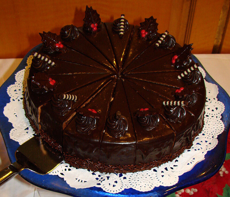 chocolate cake with festive decorations