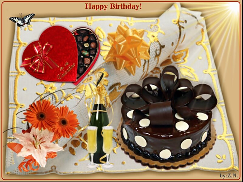 Chocolate Cake with Flowers — Brown, Celebratory