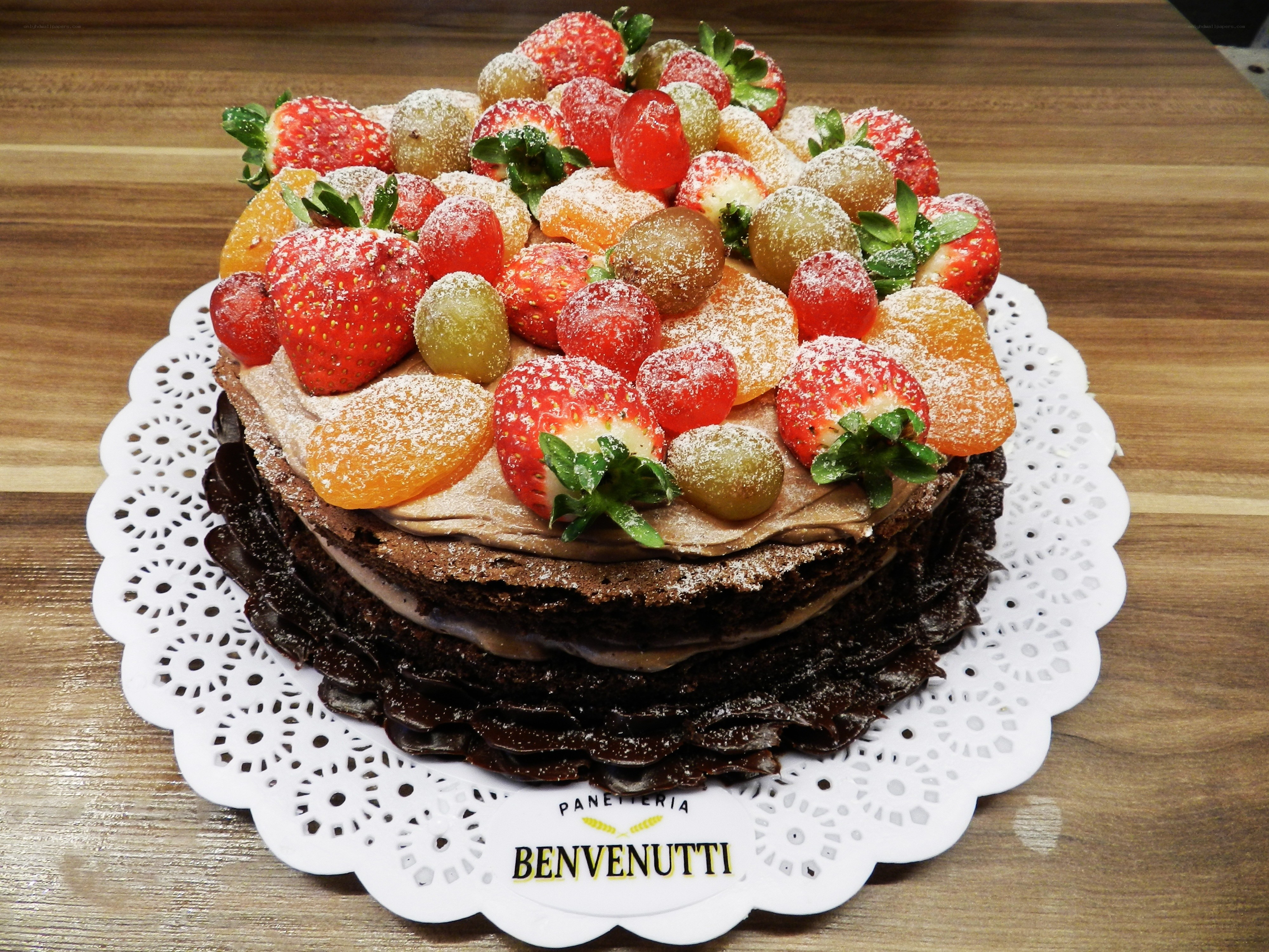 chocolate cake with fresh fruit