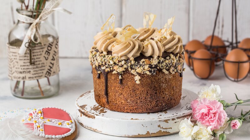 Chocolate Cake with Frosting — Brown, Calm