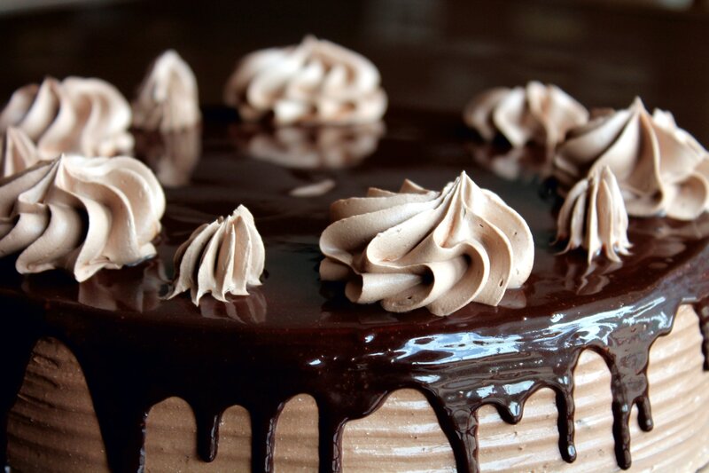 Chocolate Cake with Frosting — Brown, Indulgent