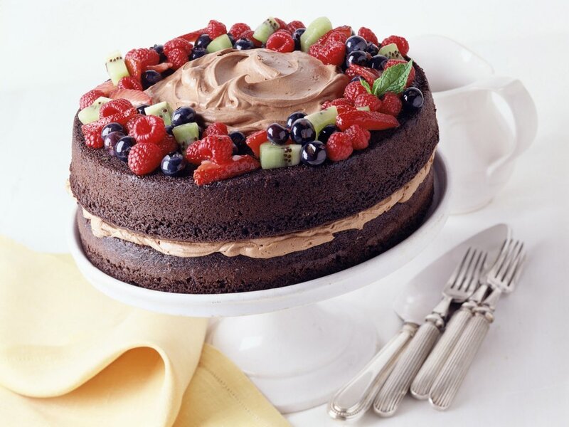 chocolate cake with fruit