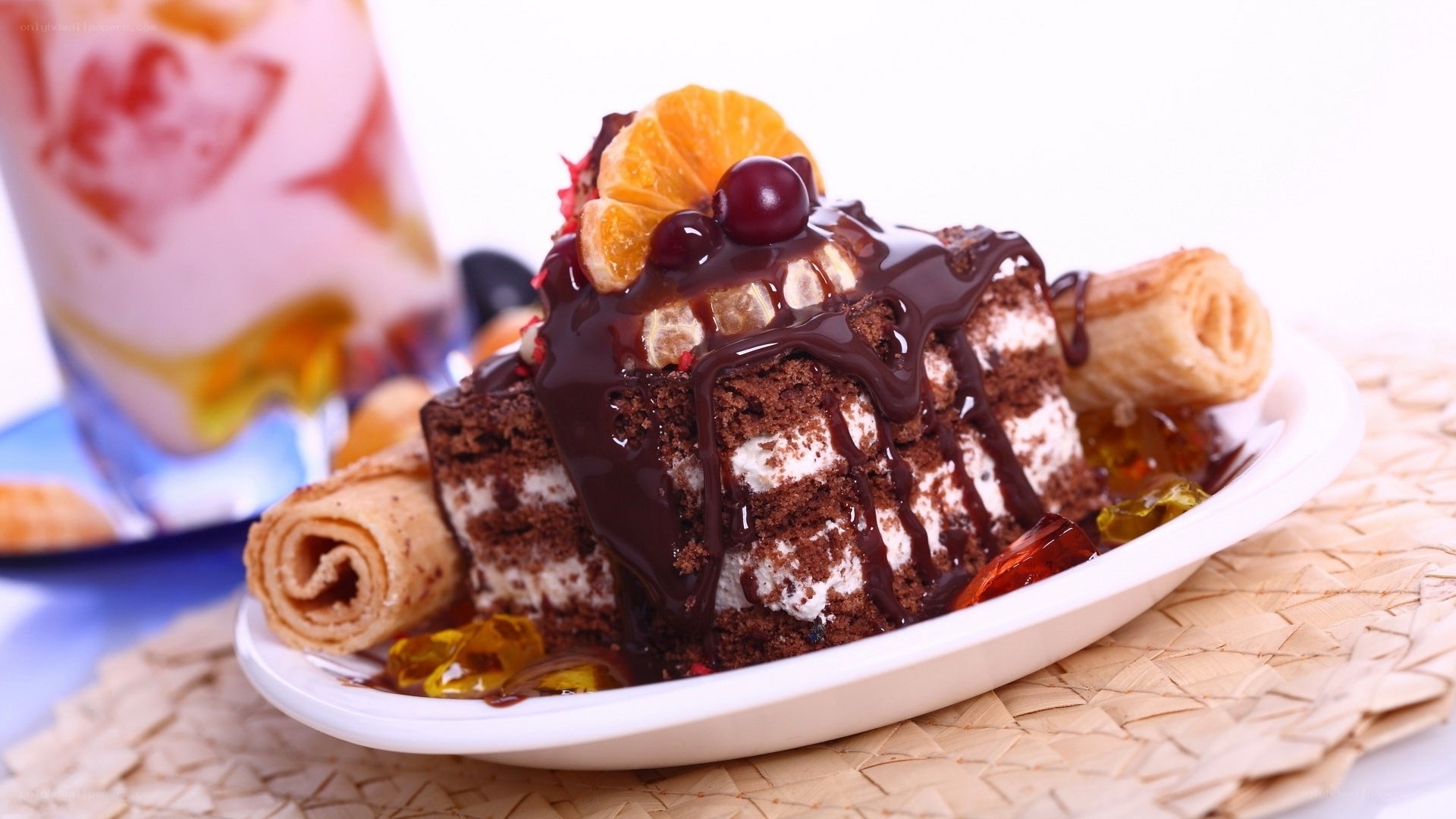 chocolate cake with fruit