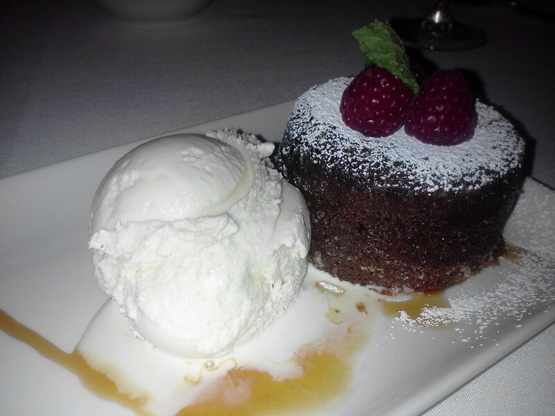 Chocolate Cake with Ice Cream — White, Indulgent