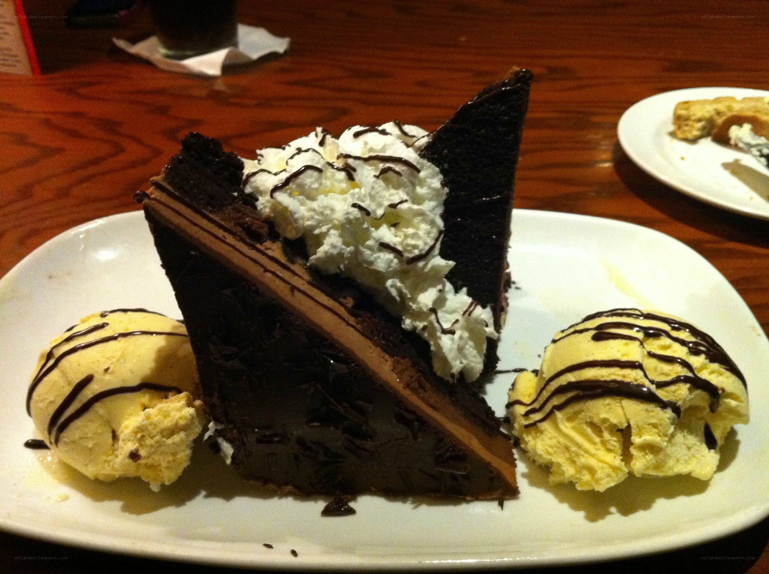 chocolate cake with ice cream