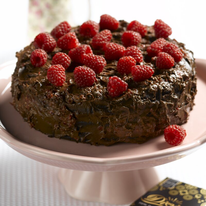 Chocolate Cake with Raspberries — Brown, Appetizing, Afternoon