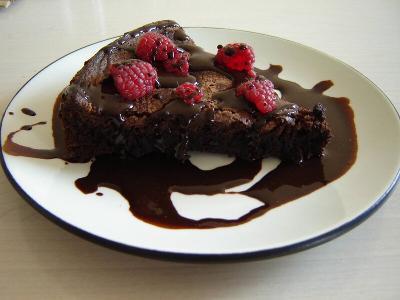 Chocolate Cake with Raspberries — Brown, Indulgent