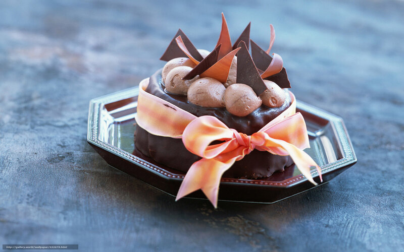 chocolate cake with ribbon