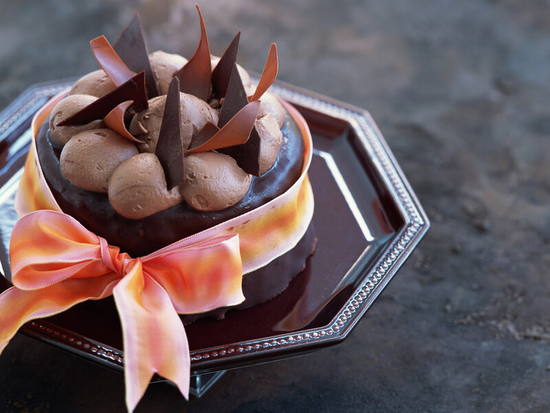 Chocolate Cake with Ribbon — Brown, Elegant