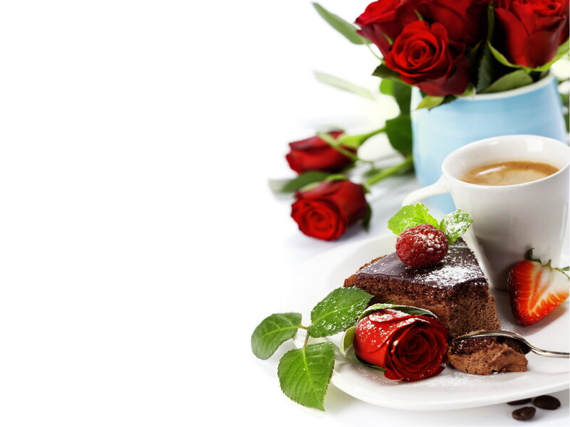 Chocolate Cake with Roses — Red, Romantic