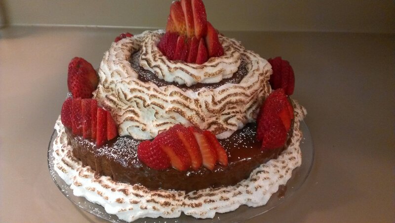 Chocolate Cake with Strawberries — Brown, Appetizing, Photograph, Meringue
