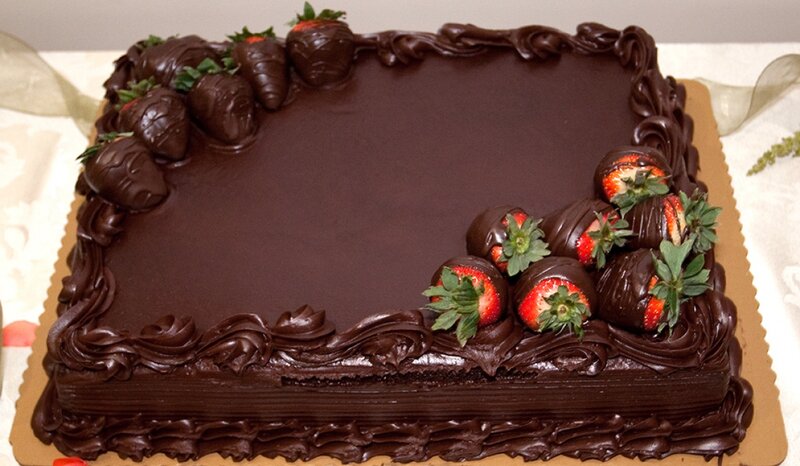 Chocolate Cake with Strawberries — Brown, Festive