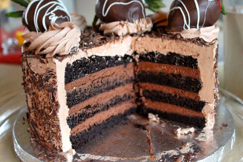 Chocolate Cake with Strawberries — Brown, Indulgent