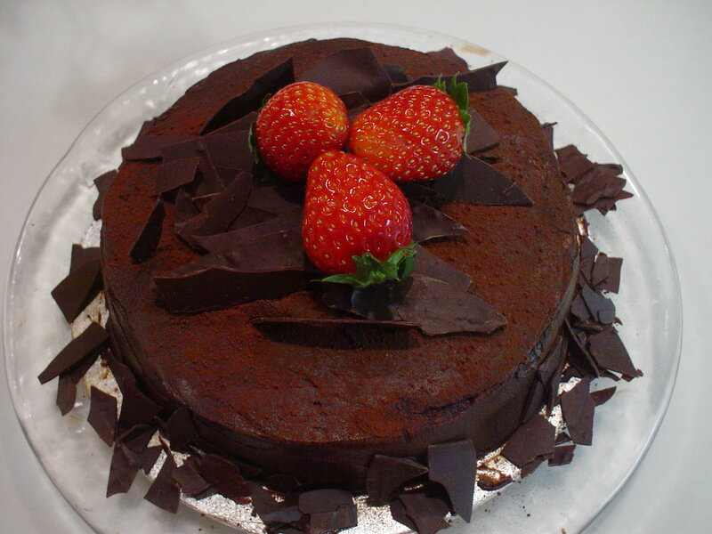 Chocolate Cake with Strawberries — Brown, Neutral