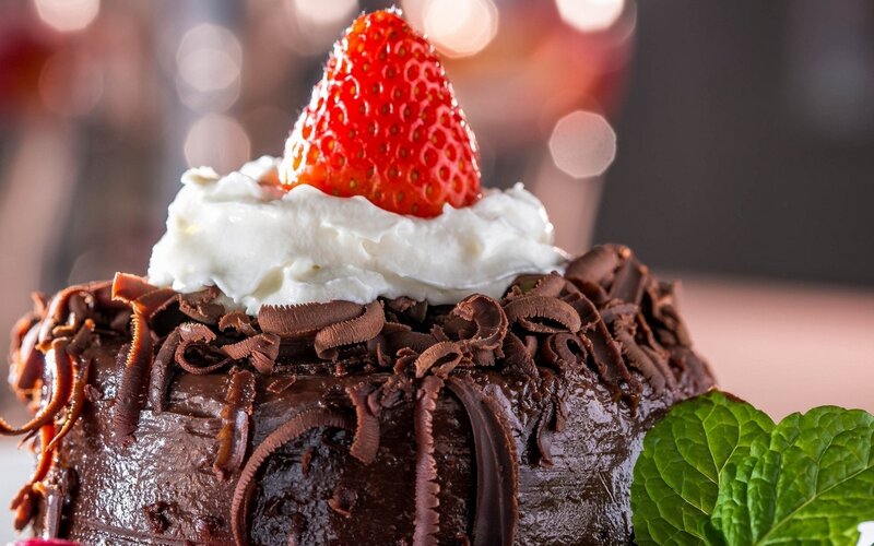 Chocolate Cake with Strawberry — Brown, Indulgent, Photograph