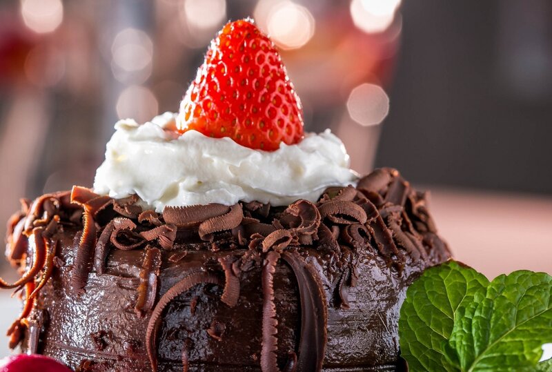Chocolate Cake with Strawberry — Brown, Indulgent