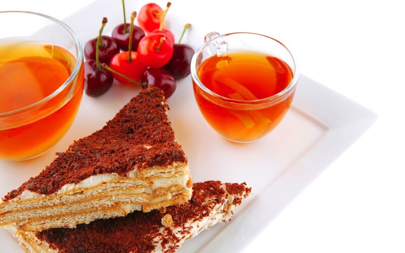 Chocolate Cake with Tea — Brown, Calm
