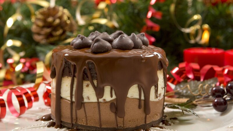 Chocolate Cake with Toppings — Brown, Festive