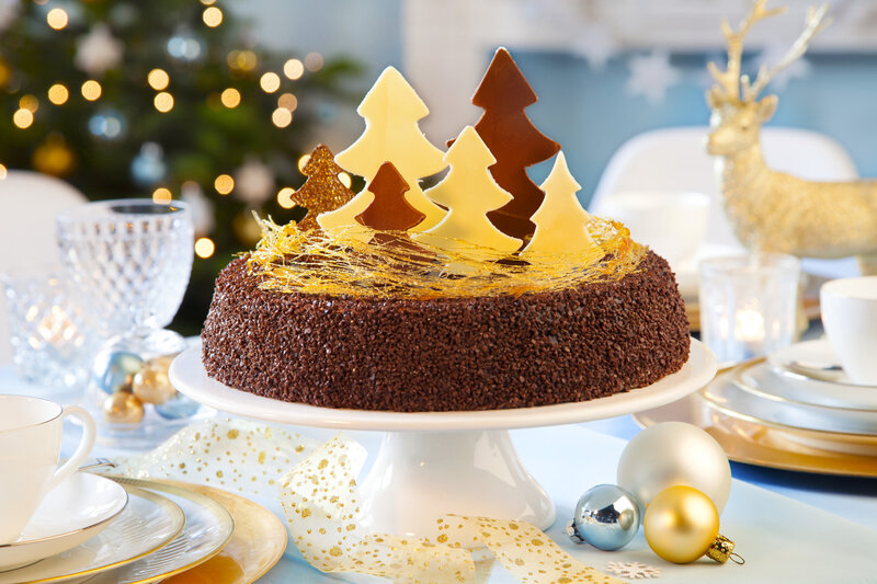 Chocolate Cake with Trees