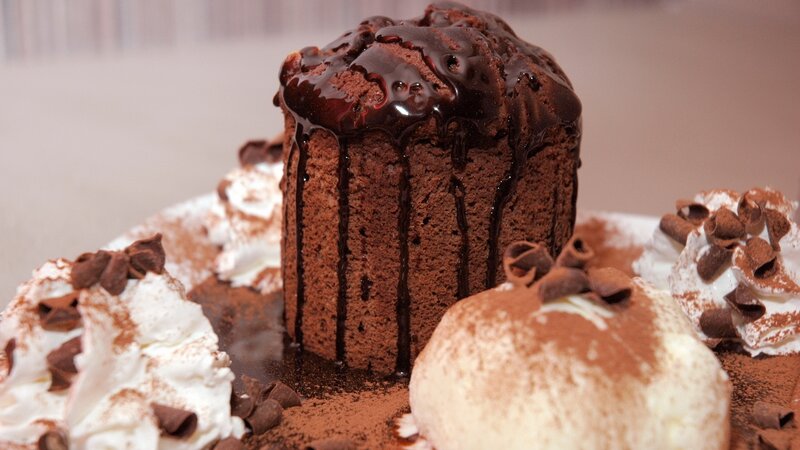 Chocolate Cake with Whipped Cream — Brown, Indulgent