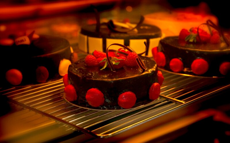 Chocolate Cakes with Berries — Brown, Warm
