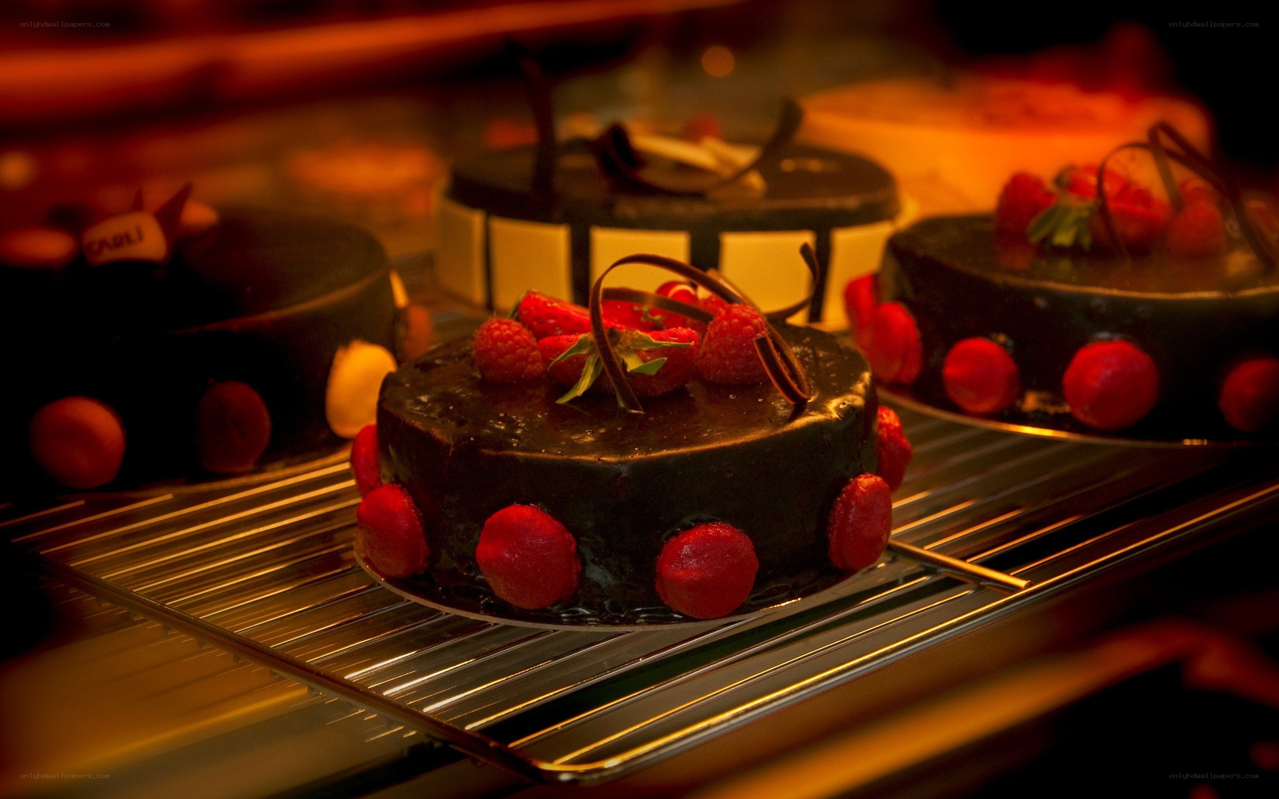 Chocolate cakes with berries