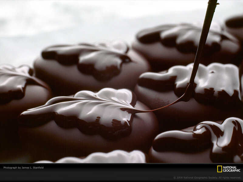 Chocolate Candies Being Drizzled