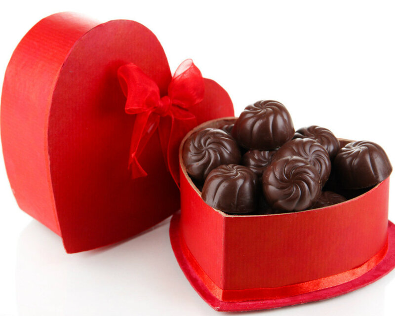 Chocolate Candies in Box — Red, Festive