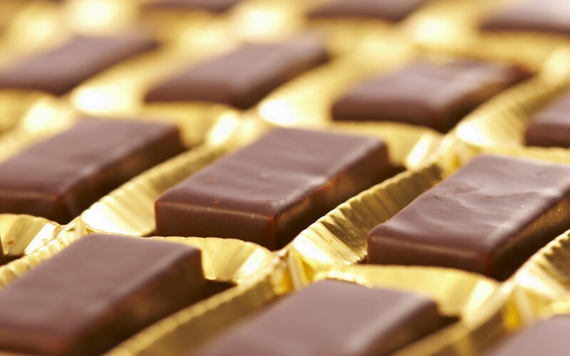 chocolate candies in gold wrappers