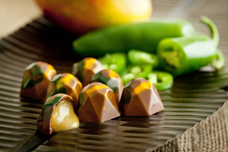 Chocolate Candies on Leaf