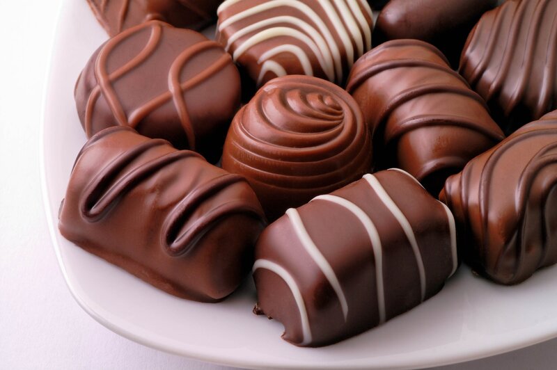 Chocolate Candies on Plate — Brown, Neutral