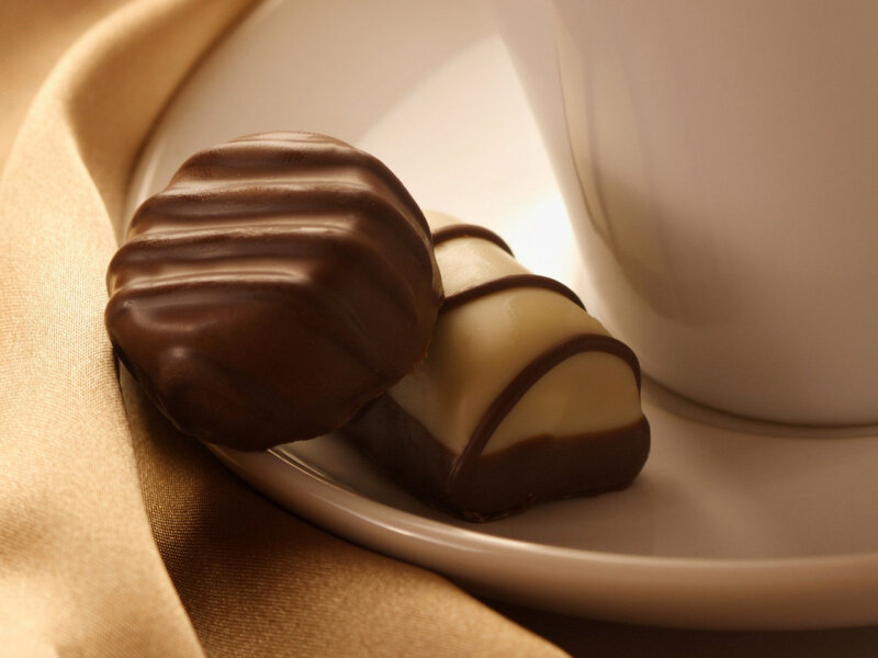 Chocolate Candies on Plate — Brown