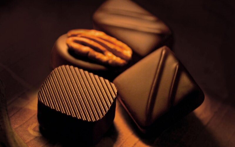 Chocolate Candies on Wood — Brown