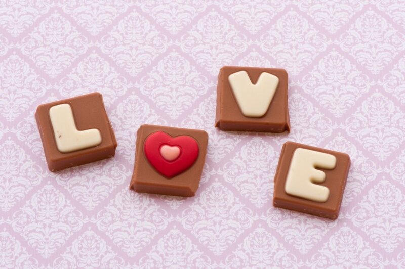Chocolate Candies Spelling Love — Brown