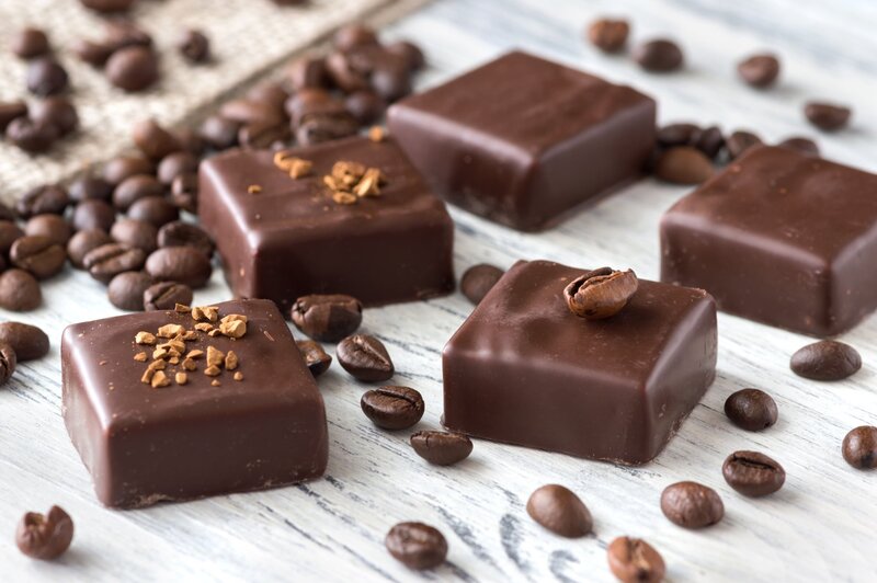 Chocolate Candies with Coffee Beans — Brown
