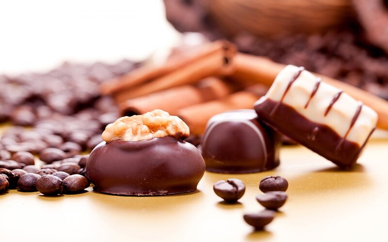 Chocolate Candies with Coffee Beans