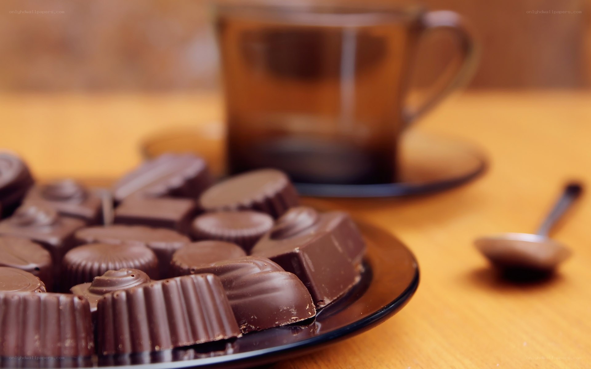 chocolate candies with coffee cup