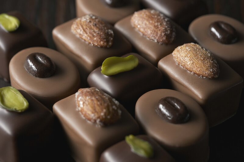 Chocolate Candies with Nuts — Brown, Appetizing, Photograph, Almonds