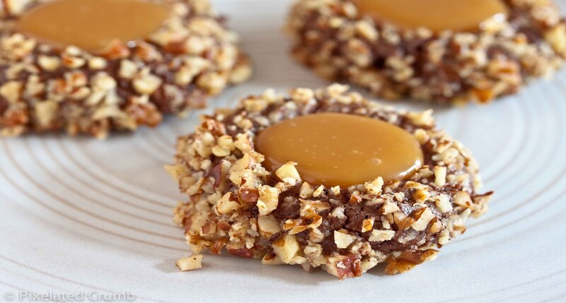 Chocolate Caramel Thumbprint Cookies