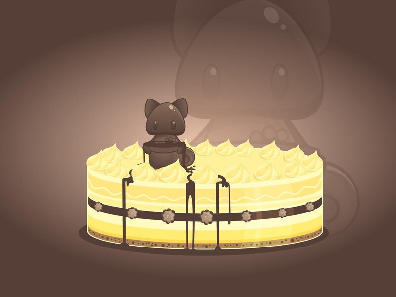 chocolate cat cake illustration
