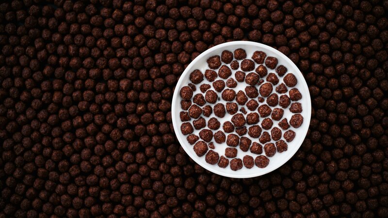 Chocolate Cereal in Bowl — Brown