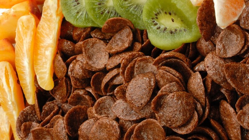 chocolate cereal with fruit