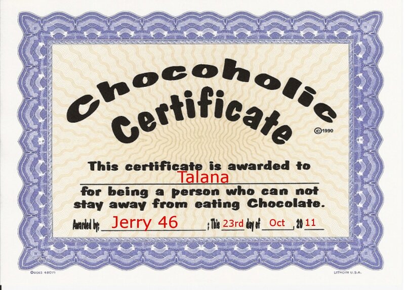 Chocolate Certificate