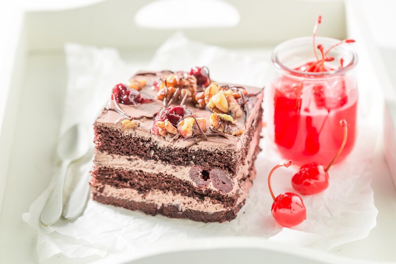 Chocolate Cherry Cake — Brown, Appetizing