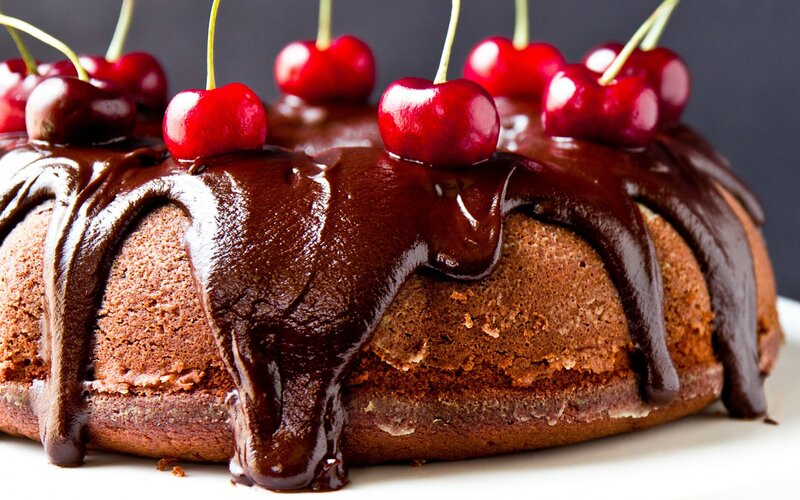 Chocolate Cherry Cake — Brown, Indulgent
